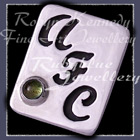Sterling Silver and Peridot 'Initials' Tie Tac Image