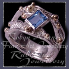 14 Karat Yellow Gold, Sterling Silver and Evergreenw Topaz 'Renew' Ring Image