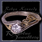 18 Karat Yellow and White Gold and Diamonds Wedding Ring Image