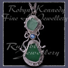 Sterling Silver, Great Lakes Beach Glass and Teal Topaz 'Beachglass' Pendant 10 Image