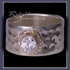 14 Karat Yellow Gold, Swarovski Cubic Zirconia and Sterling Silver 'Flair' Ring Image