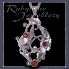 Sterling Silver, Rhodolite Garnet, Red Topaz & Mozambique Garnet 'Phoenix' Pendant Image