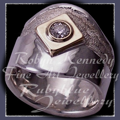 18 Karat Yellow Gold, Sterling Silver and Diamond 'Forever' Ring Image
