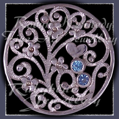 Customized 'Birthday Forget-Me-Not' Brooch with Genuine Aquamarine and Blue Zircon Image