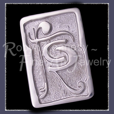 Diamon Burred Finish Sterling Sillver 'Flatrock Cellars' Lapel Pin Image