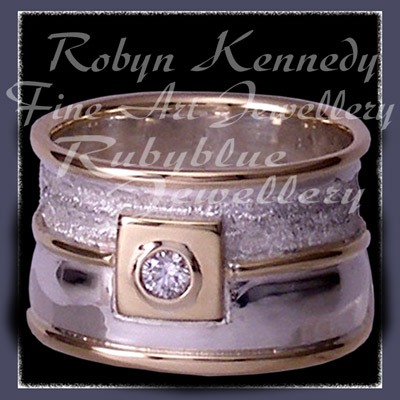 18 Karat Yellow Gold, Sterling Silver and Diamond 'Rosemary's Forever' Ring Image