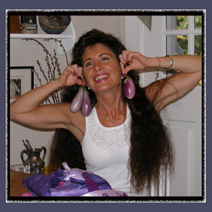 Picture of Robyn Wearing 'Inspirational' Eggplant Earrings Image