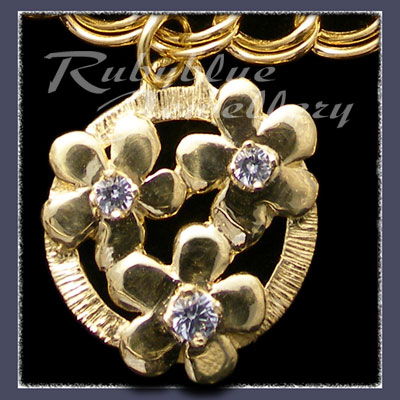 Gold 'Circle of Flowers' Charm with  March Birthstones Image
