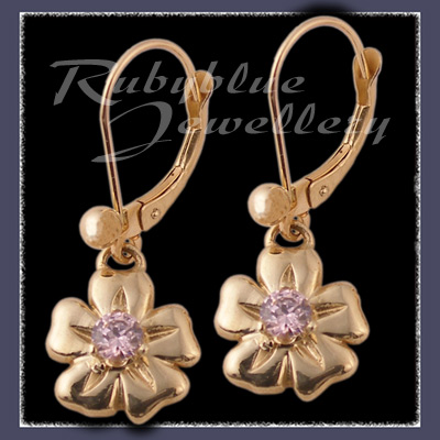 Gold 'Single Bloom' Euroback Earrings with October Birthstones Image
