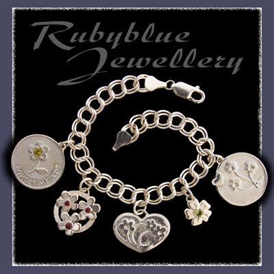 Sterling Silver Charm Bracelet with Forget-Me-Not Charm Collection  Charms Image