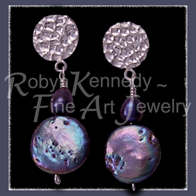 Sterling Silver  and Genuine Cultured Freshwater Coin Pearl 'Fair Lady' Earrings  Image