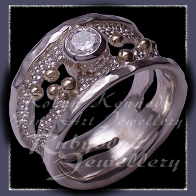 10 Karat Yellow Gold, Argentium Silver & Cubic Zirconia  'Chic' Ring Image