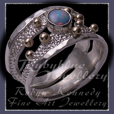 10 Karat Yellow Gold, Argentium Silver & Opal  'Chic' Ring Image
