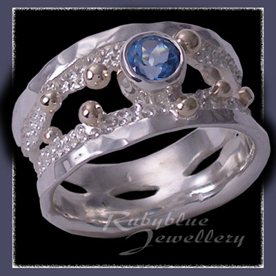 10 Karat Yellow Gold, Argentium Silver & Teal Topaz  'Chic' Ring Image