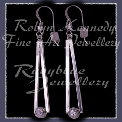 Argentium Silver, Steling Silver and Genuine White Topaz  'Cleopatra' Earrings Image