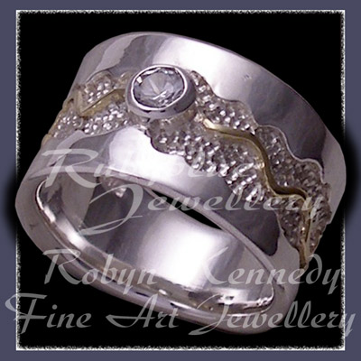 18 Karat Yellow Gold and Argentium Silver and White Topaz ' Decadence ' Ring Image