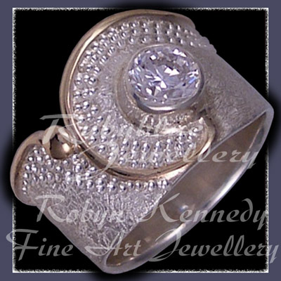 10 Karat Yellow Gold, Sterlium Sterling Silver and Genuine  Swarovski Cubic Zirconia 'Dreamland' Ring Image
