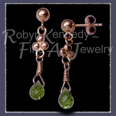 14 Karat Yellow Gold and AA Grade Genuine Peridot Briolette 'Enchanted' Peridot Earrings Image