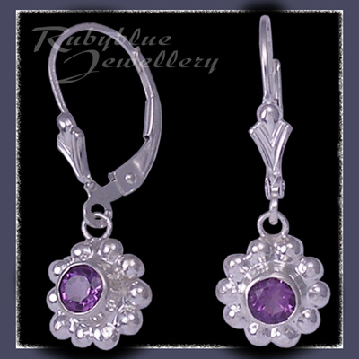 Sterling Silver and Amethyst 'Gemburst' Earrings Image