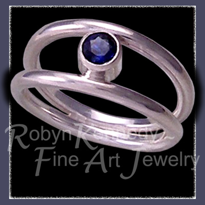 Sterling Silver and Genuine Blue Sapphire 'Orbit' Ring Image