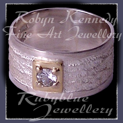 18 karat Yellow Gold, Sterling Silver and White Sapphire 'Promise' Ring Image