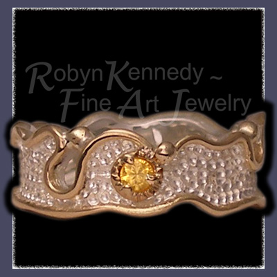 'Salut' 10 Karat Yellow Gold, Sterling Silver and Yellow Sapphire one-of-a-kind Ring Image